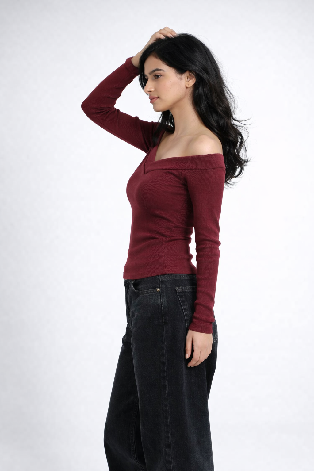 The Serene Off-Shoulder Rib