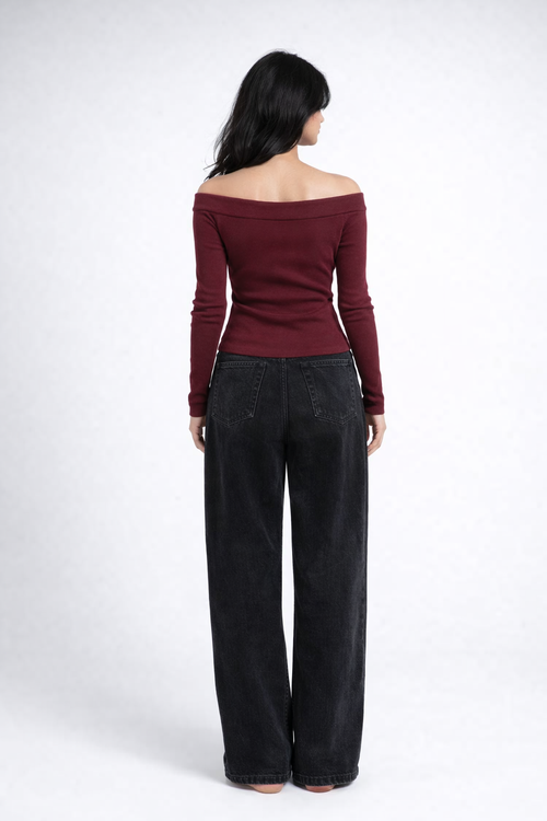 The Serene Off-Shoulder Rib