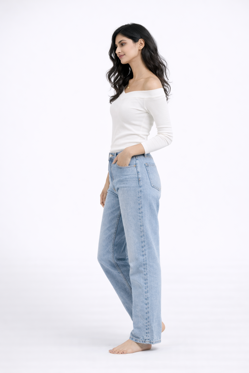 The Serene Off-Shoulder Rib