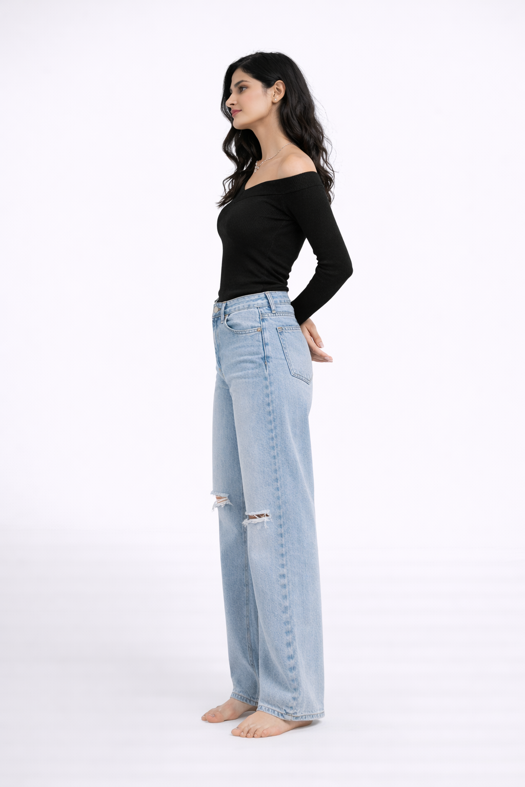 The Serene Off-Shoulder Rib